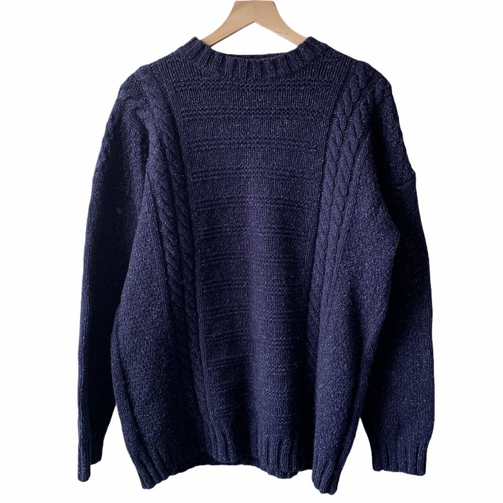 Vintage Oversized 100% wool sweater navy blue